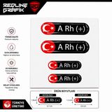 Damla Kan Grubu Sticker Siyah 3D 4 ADET Hediyeli A RH Pozitif Yazılı | Redline Grafik