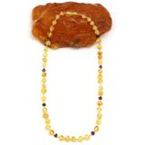 Damla Kehribar - Garnet Doğal Taş Bebek Diş Kolye - 33 Cm