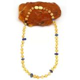 Damla Kehribar - Lapis Lazuli Doğal Taş Bebek Diş Kolye - 33 Cm