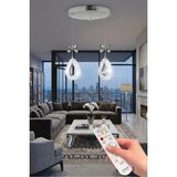 Damla Model 2'li Gümüş Kumandalı 3 Renk Modu Ledli Kristal Taşlı Modern Salon Mutfak Oturma Odası LED Avize