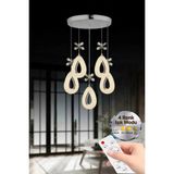 Damla Model 5'li Gümüş Kumandalı 3 Renk Modu Ledli Kristal Taşlı Modern Salon Mutfak Oturma Odası LED Avize