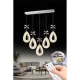 Damla Model 5"li Gümüş Kumandalı 3 Renk Modu Yemek Masası Oturma Çocuk Yatak Odası Modern Ledli Avize