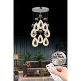 Damla Model 8'li Gümüş Kumandalı 3 Renk Modu Kristal Taşlı Modern Salon Mutfak Oturma Çocuk Odası LED Avize