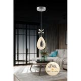 Damla Model Krom 3 Renk Modu Ledli Kristal Taşlı Modern Salon Mutfak Oturma Odası Led Avize Krom