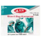 Damla Sağlık Steril Gaz Kompres 7,5 × 7,5 25'li Zarf - 100'lü Paket