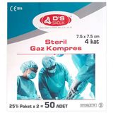 Damla Sağlık Steril Gaz Kompres 7,5 × 7,5 25'li Zarf - 50'li Paket