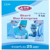 Damla Sağlık Steril Gaz Kompres 7,5 × 7,5 5'li Zarf - 25'li Paket