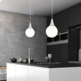 Damla Tekli Krom Beyaz Camlı 2Li Modern Sarkıt Mutfak Salon Avize Seti krom