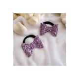 damlakidsmoda Kiz çocuk fiyonk toka glitter fiyonk 2 li toka lila lastik toka
