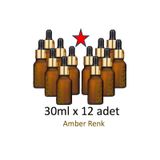 Damlalık, 12 Adet 30ml Damlalıklı Cam Amber Renk Şişe, Metal Gold