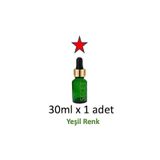 Damlalık 30 Ml Damlalıklı Cam Yeşil Şişe, Metal Gold Kapak