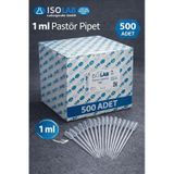 Damlalık - Plastik Pastör Pipet - 1 Ml - 500 Adet/kutu - Polietil