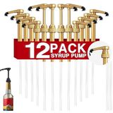 Damlamayı Önlemek İçin Kapaklı 12 Adet Şurup Pompası, Sızdırmaz Kahve Şurubu Dispenseri, 25 oz/750 ml Kahve Aromalı Şurup Şişelerine Uyar, Ev ve Kahve Barı İçme Karışımları, Kokteyller, İçecek için