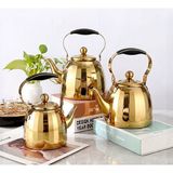 DAMMERUN Gold Lüx 3'lü Paslanmaz Çelik Çaydanlık Seti (1.0l - 1.5l - 2.0l) - Altın Renkli Isıya Dayanıklı Çaydanlık