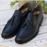 Danacı D-182 Ekek Hakiki Deri Kösele Taban Püsküllü Klasik Loafer Premium Ayakkabı - Siyah