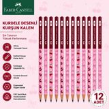Danacı Kırtasiye Faber-Castell Cherry Desenli Kurşun Kalem 12 Adet 2b Yuvarlak Gövde - Kırmızı
