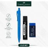 Danacı Kırtasiye Faber-Castell Tri Click Soft Retro 0,7 Mavi Versatil Kalem+0,7 Uç+Orta Boy Sınav Silgisi
