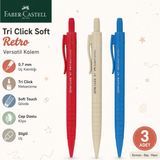 Danacı Kırtasiye Faber-Castell Tri Click Soft Retro 0,7 Versatil Kalem 3 Adet Set - Çok Renkli