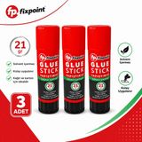 Danacı Kırtasiye Fixpoint Glue Stick Yapıştırıcı 21 gr 3 Adet Solvent Içermez Kağıt Karton Okul Ofis Kırtasiye Yapıştırıcısı - Çok Renkli