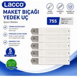 Danacı Kırtasiye Lacco 755 Maket Bıçağı Yedek Uç 18 mm Keskin Çelik Segmentli Profesyonel Yedek Bıçak 5 Adet - Gri
