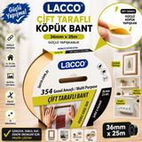 Danacı Kırtasiye Lacco Çift Taraflı Köpük Bant 36 mm x 25 M Güçlü Yapışkanlı Montaj Bandı Çok Amaçlı Beyaz 1 Adet - Çok Renkli