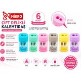Danacı Kırtasiye Mikro Çift Delikli Kalemtıraş 6 Adet Hazneli Standart ve Jumbo Kalem Uyumlu MK-1011 - Çok Renkli