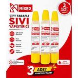 Danacı Kırtasiye Mikro Çift Taraflı Sıvı Yapıştırıcı 3 Adet Güçlü Yapışma Hızlı Kuruyan Kağıt Karton Ahşap Tutkalı - Çok Renkli