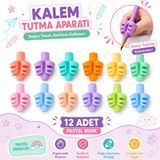 DANACI KIRTASİYE Pastel Renk Kalem Tutma Aparatı 12 Adet Ergonomik Silikon Kalem Tutucu Yazı Düzeltici Çocuk ve Öğrenci İçin ST12551