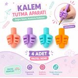 Danacı Kırtasiye Pastel Renk Kalem Tutma Aparatı 4 Adet Ergonomik Silikon Kalem Tutucu Yazı Düzeltici Çocuk ve Öğrenci Için - Çok Renkli