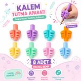 Danacı Kırtasiye Pastel Renk Kalem Tutma Aparatı 8 Adet Ergonomik Silikon Kalem Tutucu Yazı Düzeltici Çocuk ve Öğrenci İçin