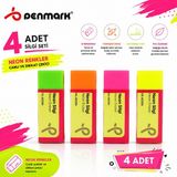 Danacı Kırtasiye Penmark Neon Renk Silgi Seti 4 Adet Yumuşak Silgi Canlı Renkler - Çok Renkli