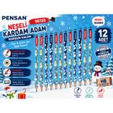 DANACI KIRTASİYE Pensan 96120 Kardan Adam Desenli HB Kurşun Kalem Yazı ve Çizim Kalemi Okul Kırtasiye 12 Adet ST12537