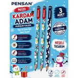 Danacı Kırtasiye Pensan 96120 Kardan Adam Desenli Hb Kurşun Kalem Yazı ve Çizim Kalemi Okul Kırtasiye 3 Adet - Çok Renkli