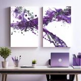 Dance Of Purple İkili Set Yağlı Boya Dokulu Tablo