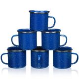 Dandat 6 Adet Emaye Kamp Kupaları 12oz Taşınabilir Kamp Kahve Kupaları Kamp Ateşi Kupaları Toplu Vintage Çay Bardakları Kahve Çay Süt Ev Piknik Seyahat İç ve Dış Mekan Aktiviteleri için Kulplu (Siyah)