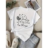 Dandelion Butterfly Grafik Bisiklet Yaka T-Shirts - Beyaz - XL