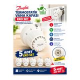 DANFOSS 5 ADET--Danfoss RAE Termostatik Vana Kafası - Radyatör Petek Isı Ayarlayıcı Termostat Sensör Seti (Geçmeli / Click Model)