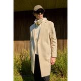 Danger Ekru Erkek Kesim Kaşe Palto %80 Polyester Uzun Kol Düz Desenli Günlük Tarz