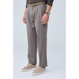 Danger Erkek Baggy Fit Pileli Kumaş Pantolon Vizon 0172DNGR