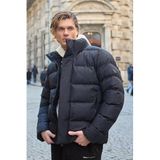 Danger Erkek Dik Yaka Yağmur Ve Rüzgar Geçirmez Puffer Mont, 2XL, Dik Yaka Puffer Mont, Siyah, mens