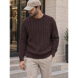 Danger Erkek Premium Saç Örgü Bisiklet Yaka Triko Kazak Bordo 4dngr - XL