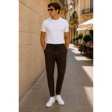 Danger Erkek Slim Fit Kahverengi Çizgili Jogger Pantolon Esnek Kumaş 0247DNGR