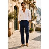 Danger Erkek Slim Fit Pamuk Viskon Kumaş Keten Görünümlü Lacivert Pantolon - 216DNGR