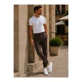 Danger Erkek Slim Fit Premium Poliamid Kumaş Comfor-Fit Jogger Kahverengi Pantolon - 252DNGR