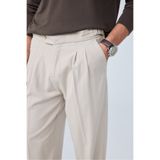 Danger Erkek Viskon Karışımlı Yan Tokalı Pileli Baggy Pantolon Bej 0171DNGR