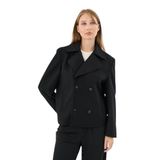 Danger Kadın Oversize Kruvaze Kaşe Mont Ceket Siyah SİYAH