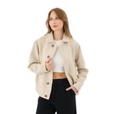 Danger Kadın Oversize Tasarım Kumaş Teknik Mont Ceket Ekru, Ekru, S