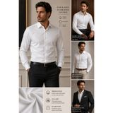 Daniel Bessi Uzun Kollu Slim Fit %100 Pamuk Twill Non-Iron Ütü Gerektirmeyen Jakar Çizgili Klasik Erkek Gömlek
