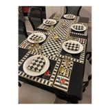 Daniel Home Design Premium | Checkers Dama Serisi – 25 Parça Amerikan Servis & Runner Masa Seti – 6 Kişilik