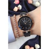 Daniel Klein 30 mm Kesme Camlı, Taşlı, 3 ATM Su Geçirmez Rose/Siyah Kadın Kol Saati, Taşlı Bileklik Hediyeli